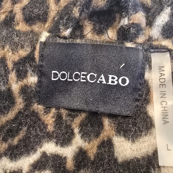 Dolce Cabo Leopard Longline Fleece Vest Jacket Open Front  Womens Large Viscose - Picture 13 of 16